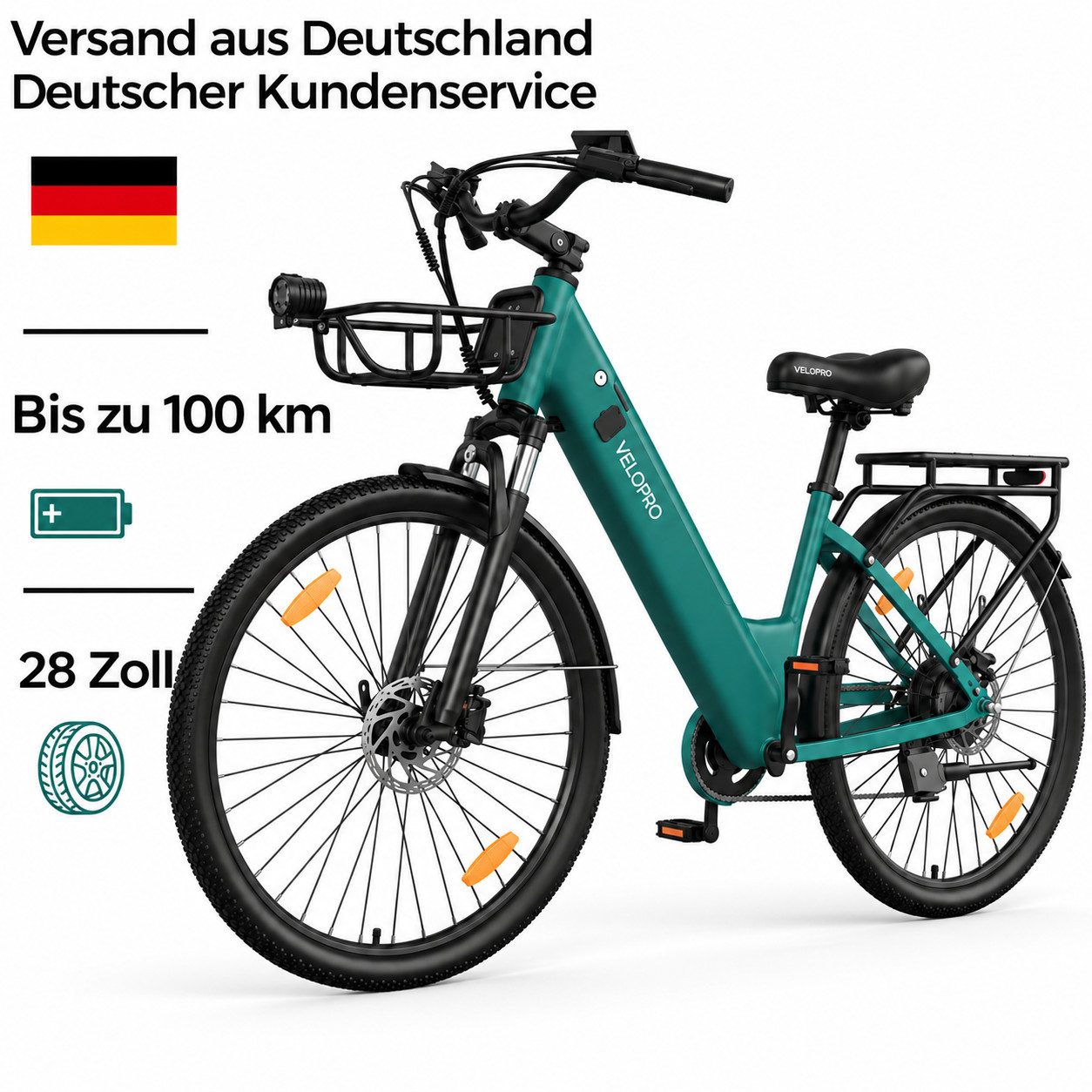 PIXAR E-Bike Cityrad Pedelec 28 Zoll 36V 18Ah bis 100 km Shimano 7 Gang, 7 Gang, Heckmotor, 648 Wh, Bürstenloser Motor, Bürstenloser Motor