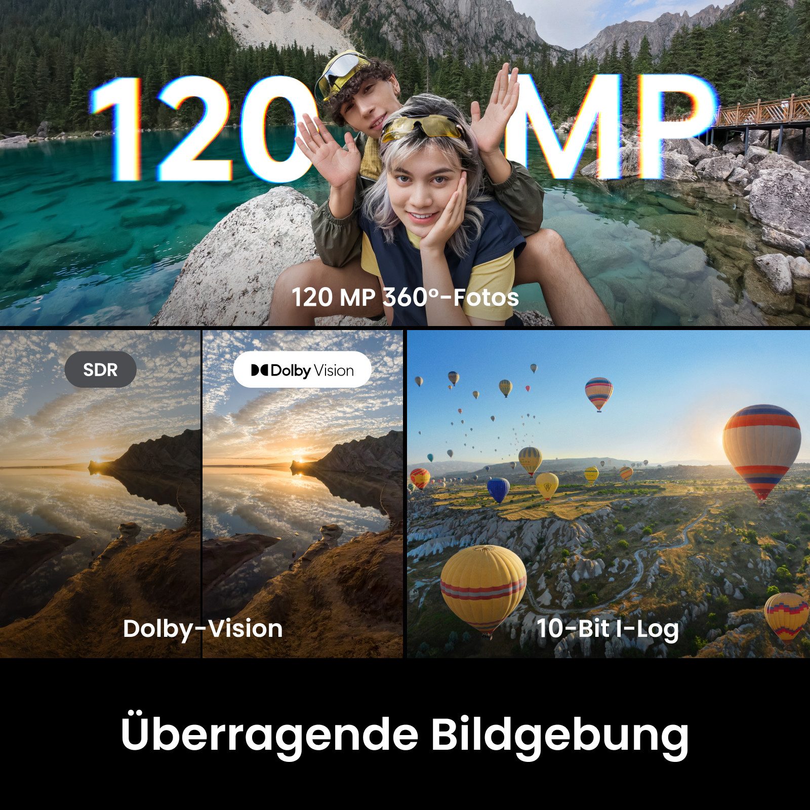 Insta360 Insta360 X6 – 8K 360 Grad Kamera mit 1/1,1"-Sensoren Action Cam (8K, WLAN (Wi-Fi), Bluetooth) schwarz