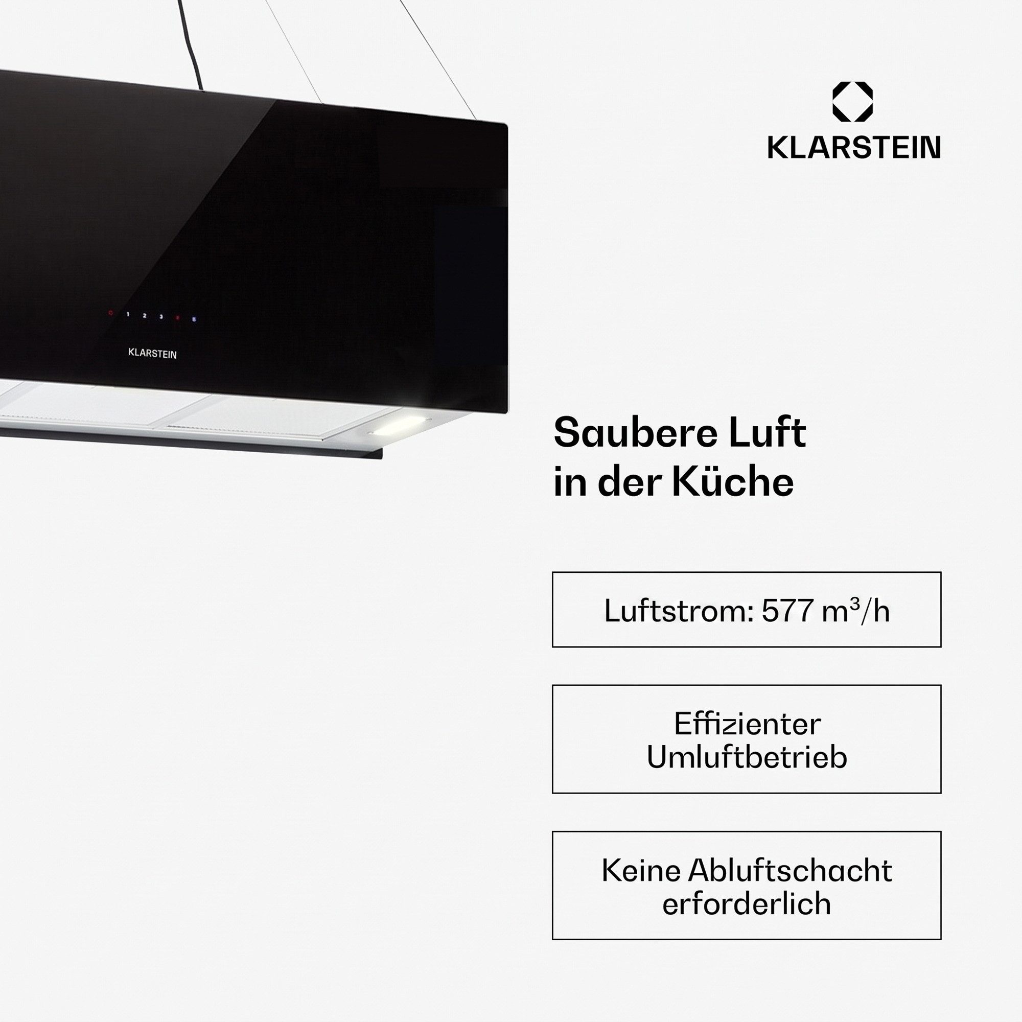 Klarstein Deckenhaube Kronleuchter XL Abzugshaube Insel Abluft Umluft Haube Dunstabzug Dunstabzugshaube – Bild 4 von 5