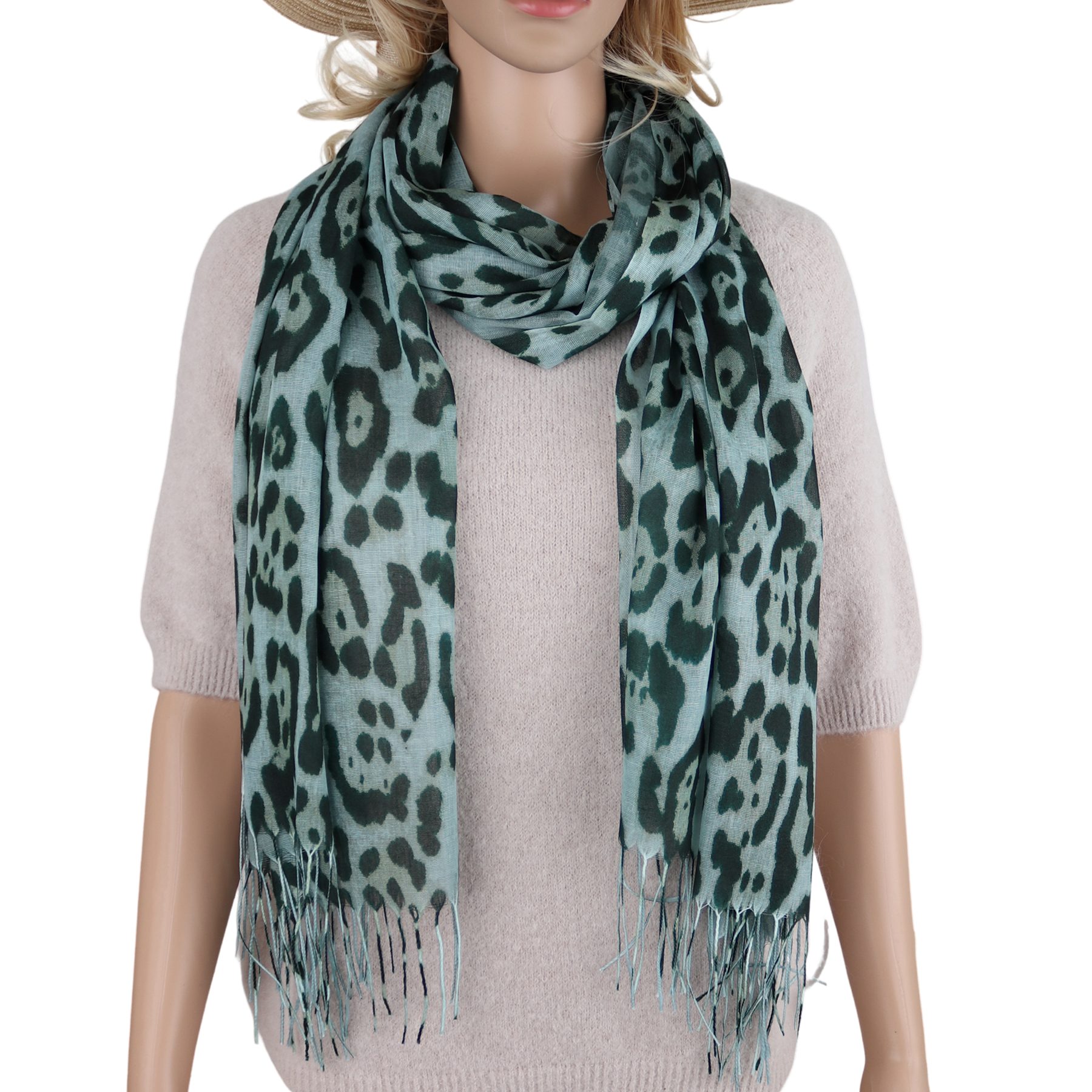 MIRROSI Modeschal Weicher & Leicht Großes Schal, ca.70x185cm, Leo Print, (70% Viskose 30% Baumwolle, Atemberaubende Designs), Damen Halstuch Stola ideal für Frühling, Sommer und Herbst