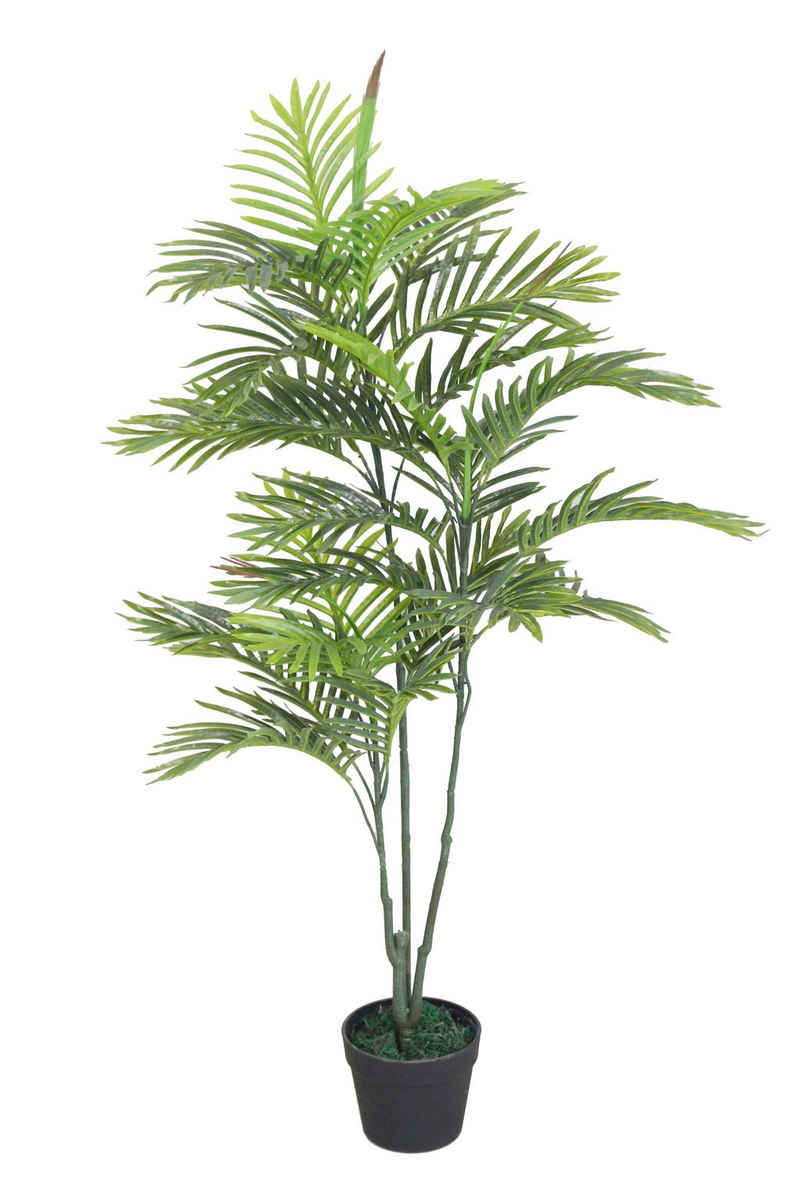 Künstliche Zimmerpflanze Kunstpflanze im Blumentopf 120 cm - Palme schmal Zimmerpflanze, Spetebo, Höhe 115.00 cm, künstliche Deko Zimmerpflanze Kunstblume Kunstbaum mit Topf