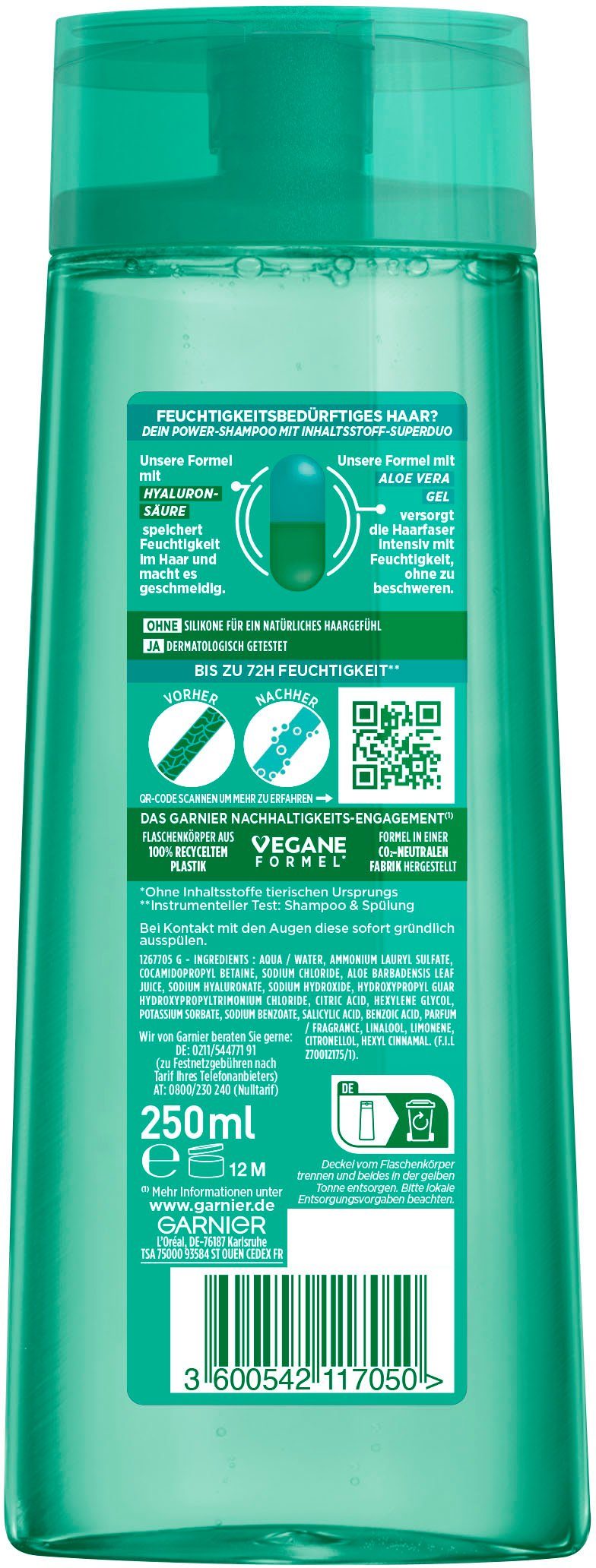 GARNIER Haarshampoo Garnier 6-tlg. Fructis Aloe Packung, Hydra Bomb Shampoo