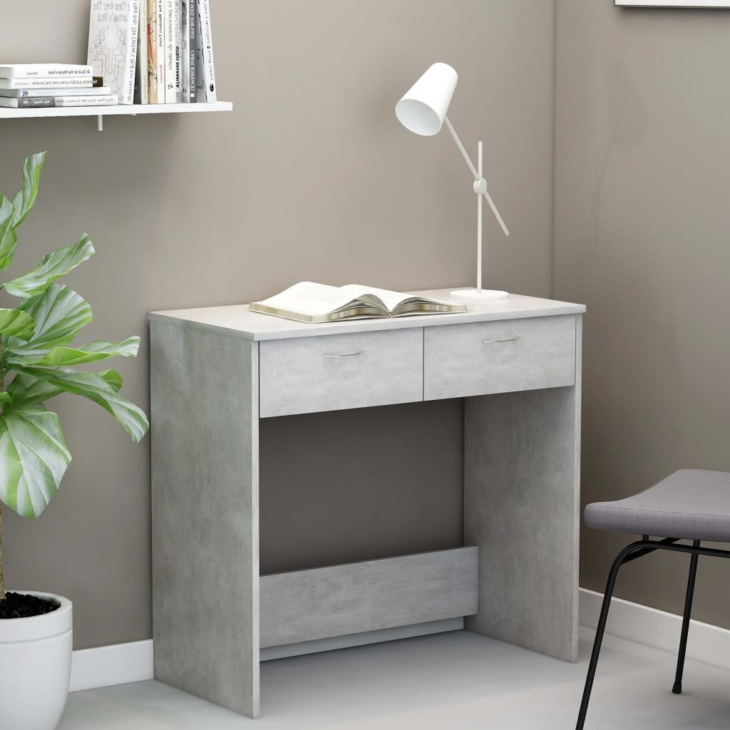 furnicato Schreibtisch 80 x 40 x 75 cm Betongrau (1-St), PC-Tisch mit zwei Schubladen für dein Kinderzimmer oder Büro