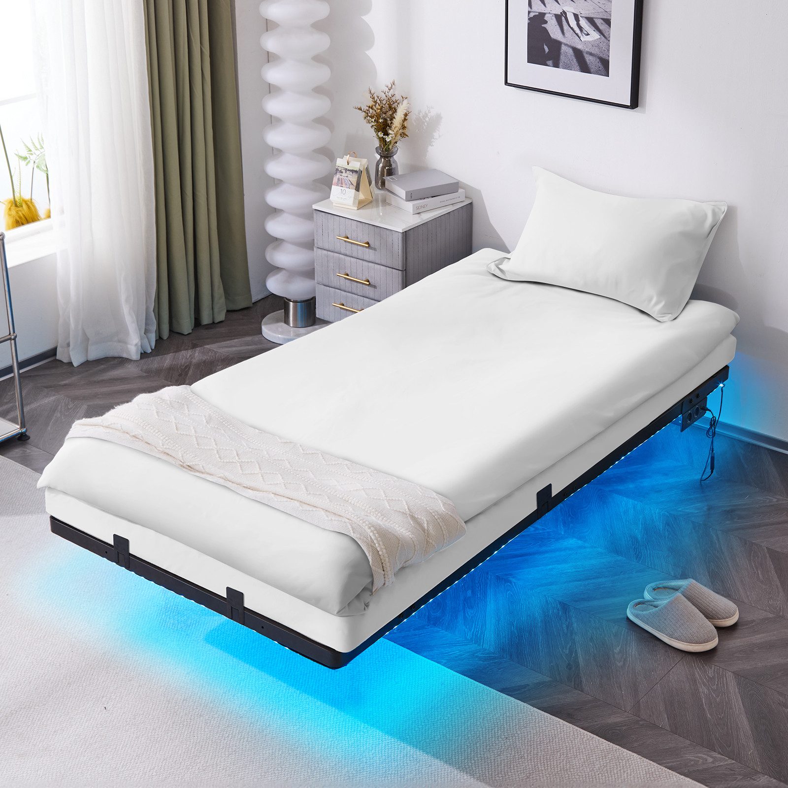 VINGLI Bettgestell, Metallbett schwarz, Schwebenbett 90x200cm/140x200cm/180 günstig online kaufen
