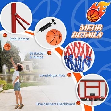 ZONEKIZ Basketballständer Basketballkörbe Basketballständer, elektronische Punkteanzeige, Stahl (Set, 1-St., für Kinder 6+ Jahre), 1.55m-2.05m höhenverstellbar