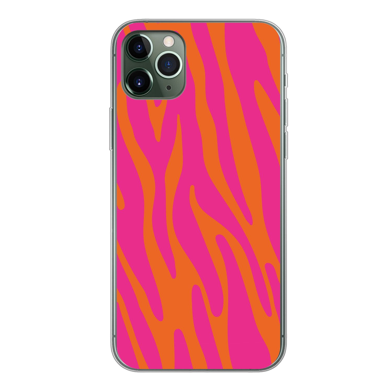 MuchoWow Handyhülle für Apple iPhone 11 Pro Max Zebramuster - Rosa - Orange - Tiermuster, Smartphone-Bumper, Print, Handy Schutzhülle Dünn