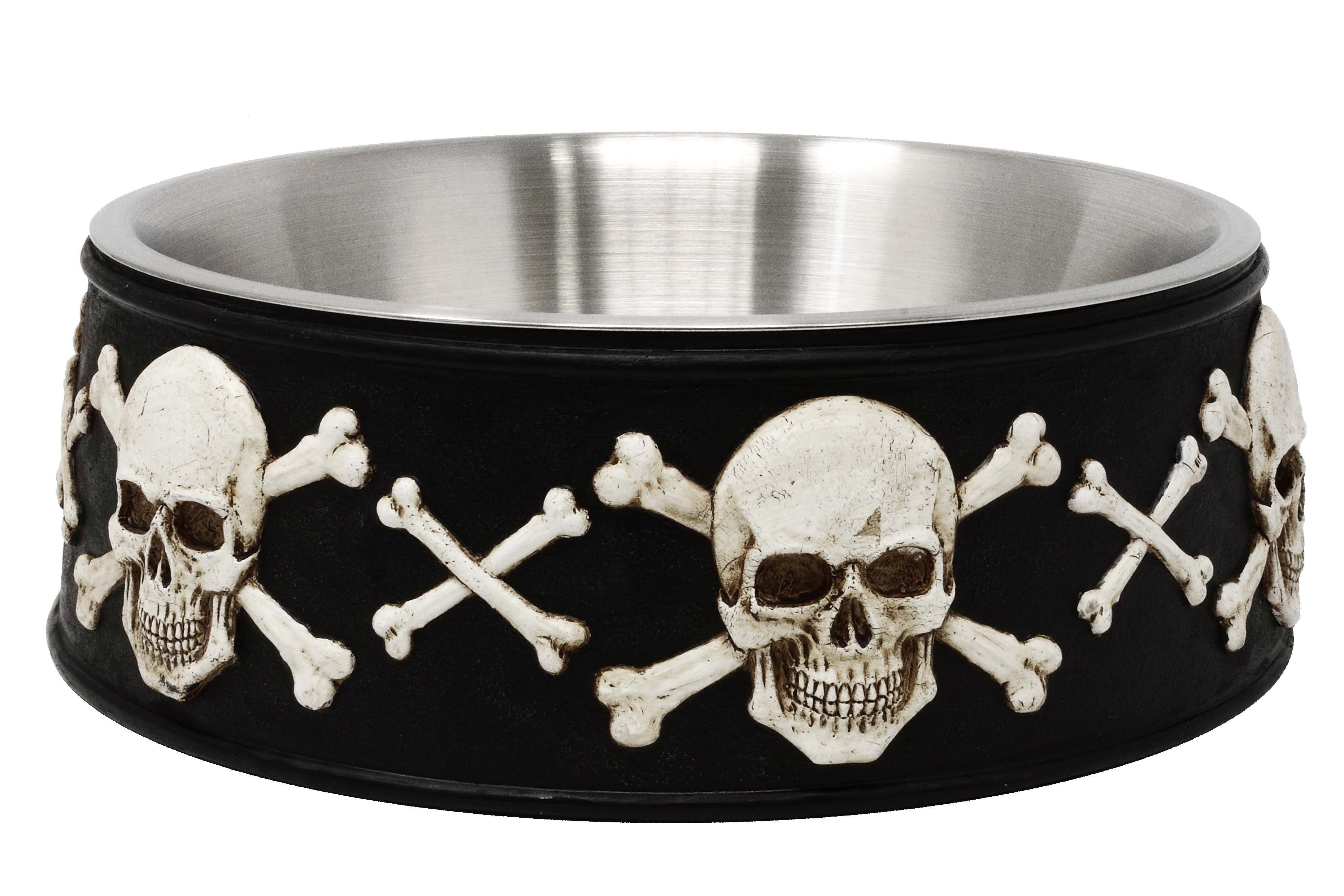 MystiCalls Futternapf Gothic Hunde Futterschüssel mit Totenköpfen - Futternapf