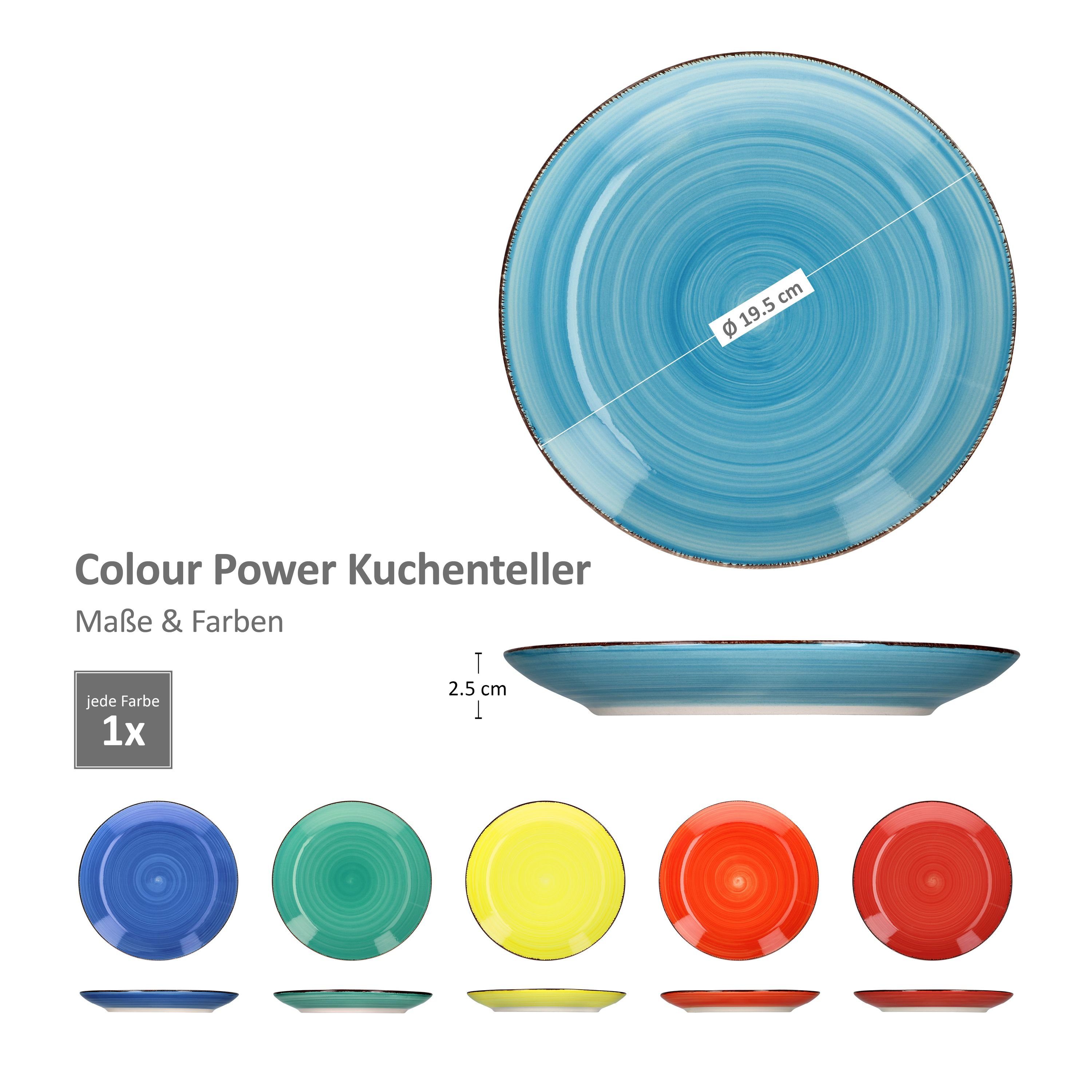 Capri unterschiedliche Power 6 Teller-Set Farben Colour 18tlg. Personen Tellerset MamboCat