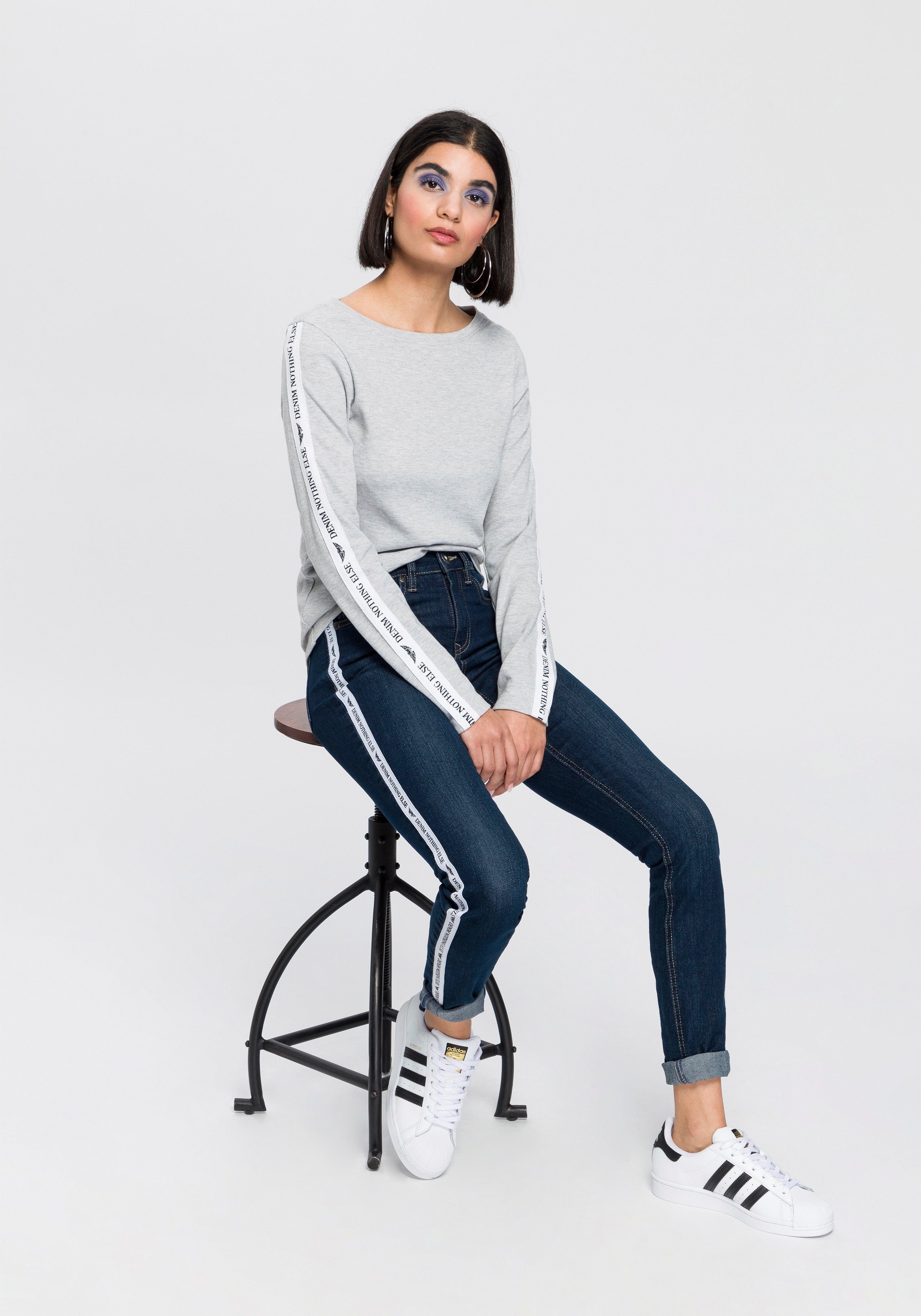 Seitenstreifen Arizona Slim-fit-Jeans High mit Waist coolem