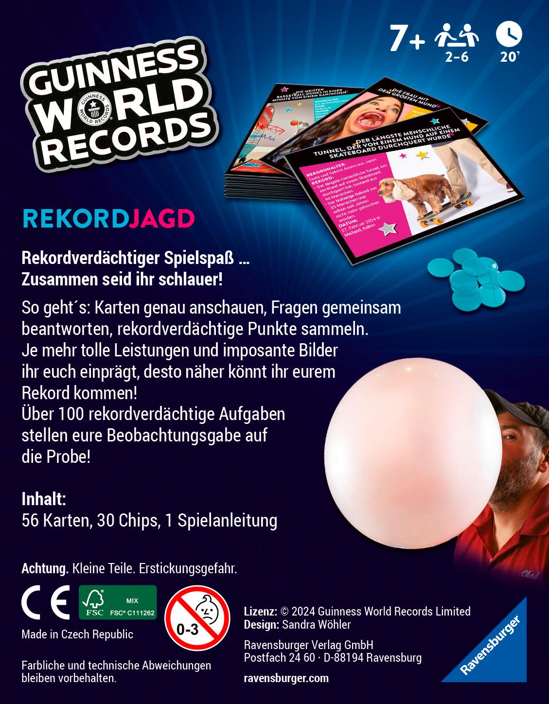 Ravensburger Spiel Guinness World Records - Rekordjagd, Familienspiel, Made in Europe