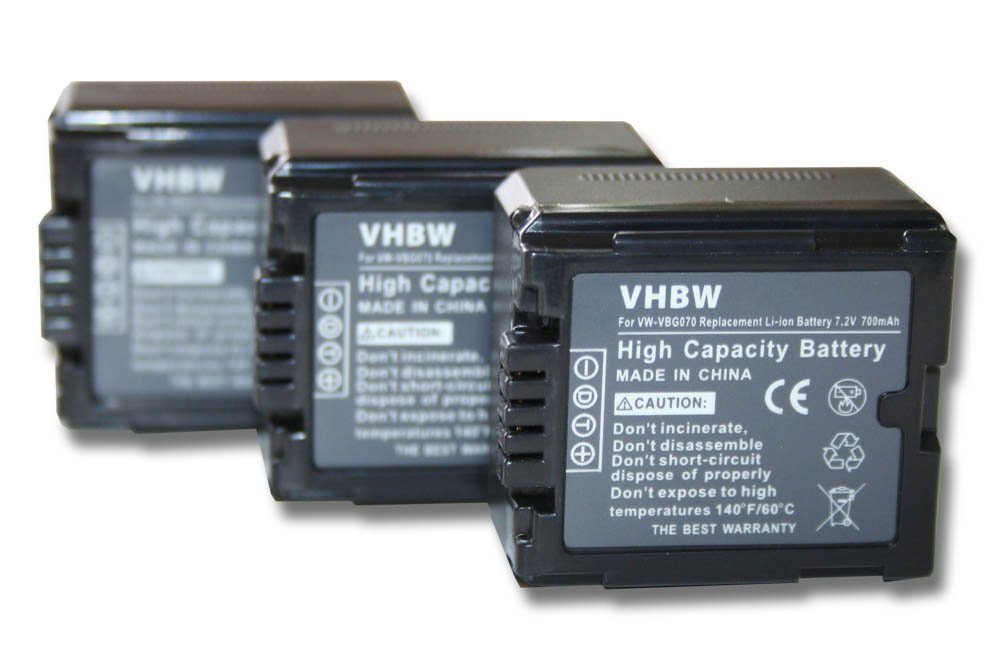 vhbw passend für Panasonic HDC-DX1, HDC-HS20, HDC-HS100, HDC-HS200, DMC-L10 Kamera-Akku 700 mAh