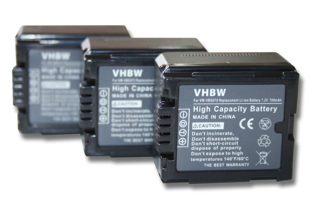 vhbw passend für Panasonic HDC-SD1, HDC-HS9, HDC-HS300, HDC-HS700, Kamera-Akku 700 mAh