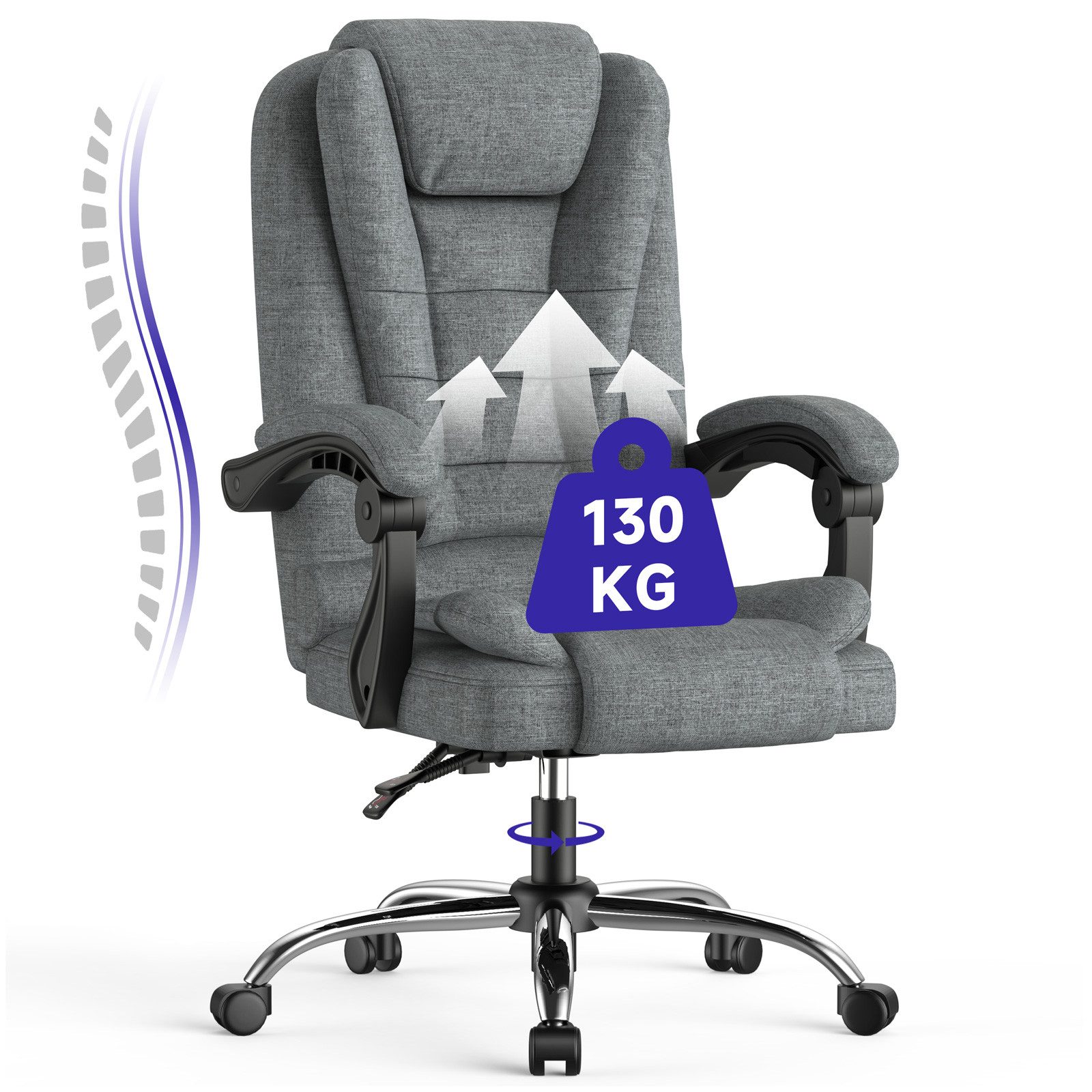 Gywowken Drehstuhl Bürostuhl - Ergonomischer Schreibtischstuhl - mit Hoher Rückenlehne (Packung), - Höhenverstellbar - Drehstuhl mit …