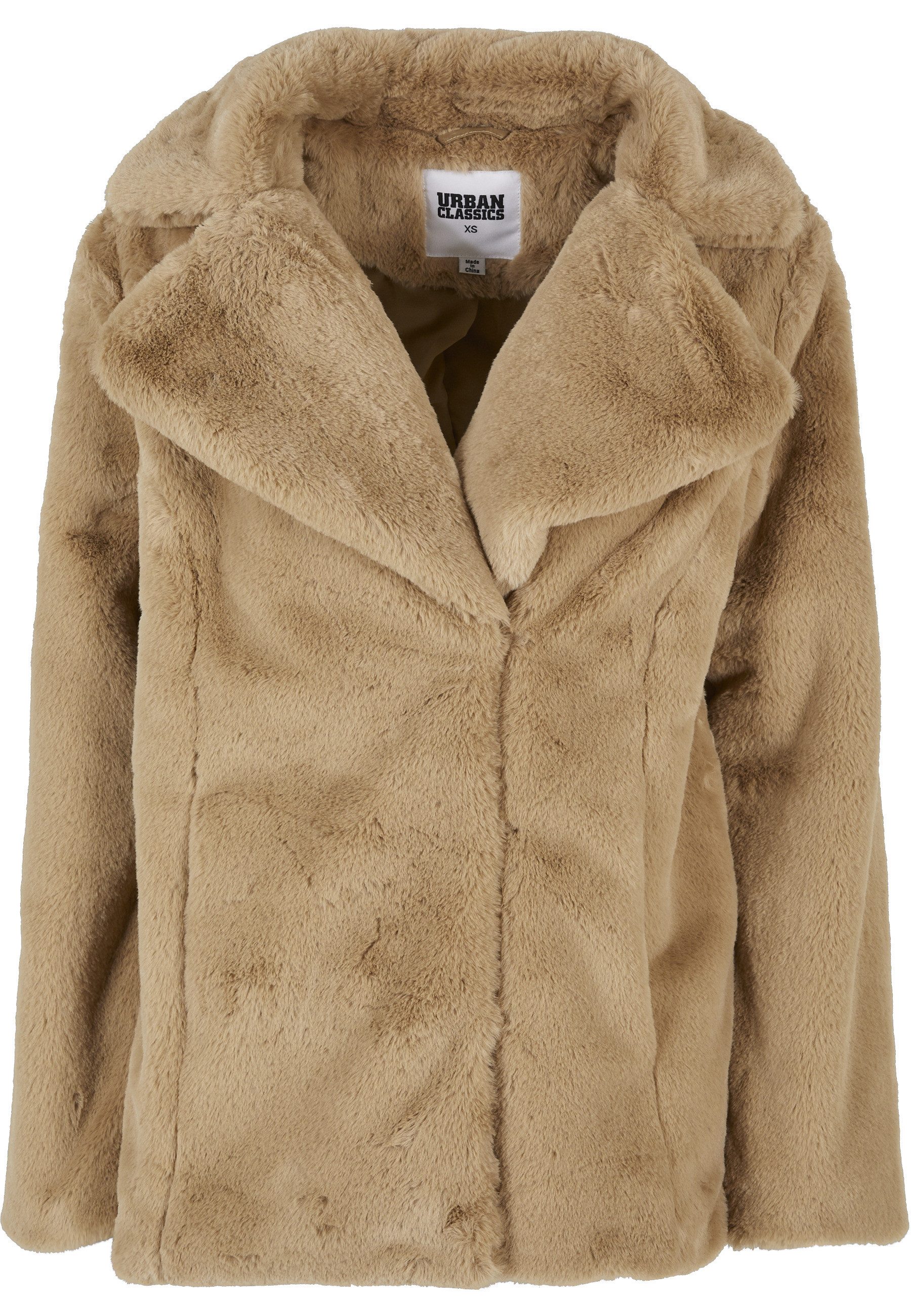 URBAN CLASSICS Winterjacke Urban Classics Damen Ladies Lapel Teddy Jacket (1-St)