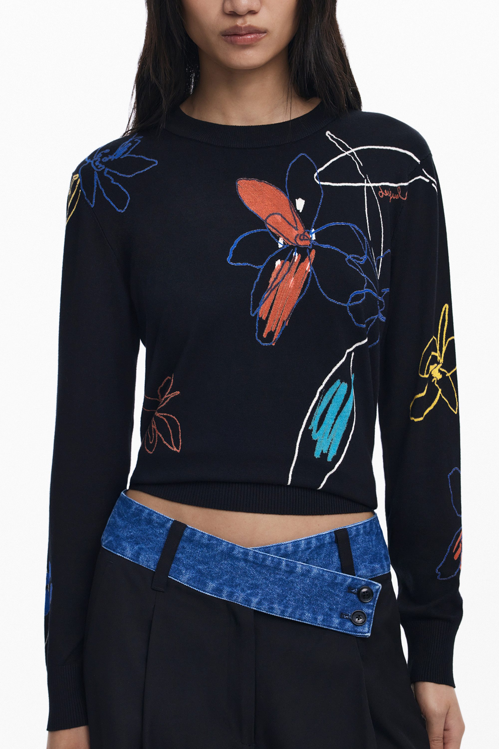 Desigual Strickpullover Eleganter Damen Pullover Schwarz günstig online kaufen
