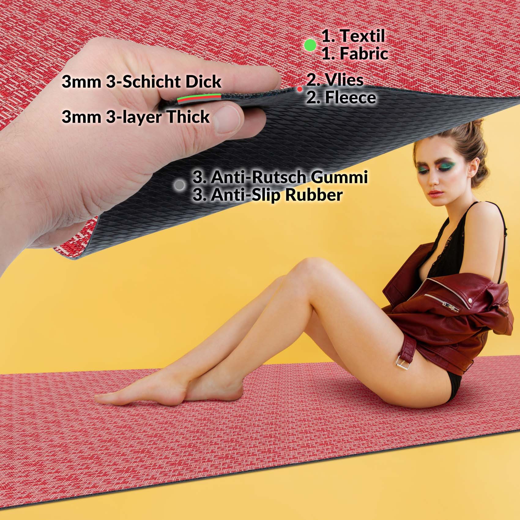 ANRO Küchenläufer ITACA Hochwertig Küchenteppich Teppich Textil, Eckig, Höhe: 3 mm, Velour