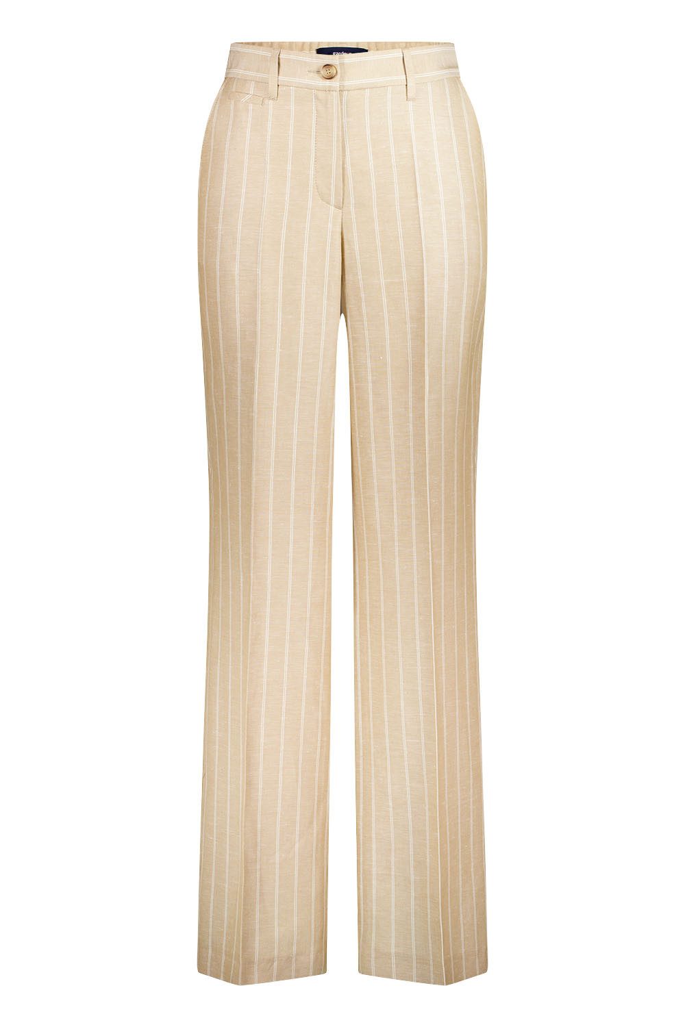Atelier GARDEUR Loose-fit-Jeans FRANCA18-622531-2014, braun, beige mit weißen Streifen, Wide Leg Leinenmix für leichten Fall und bequemer Bund