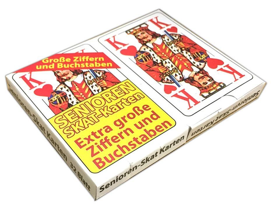 Symbole Spielkarten Skatblatt Spiel, Extra Skatkarten HAC24 6x große Senioren-Skat Skatspiel, 32