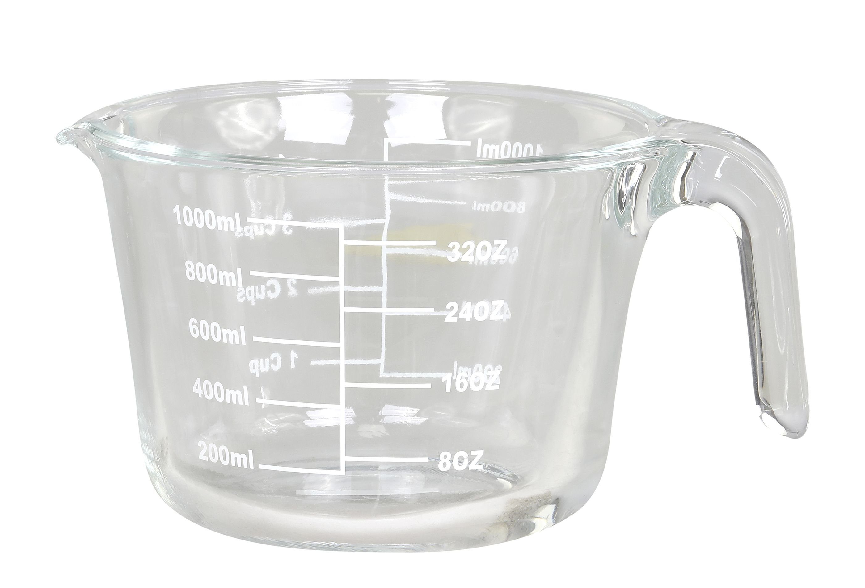 Chic Antique Messbecher Rührschüssel 1 Liter Glas Schüssel mit Griff und Ausgießer Chic