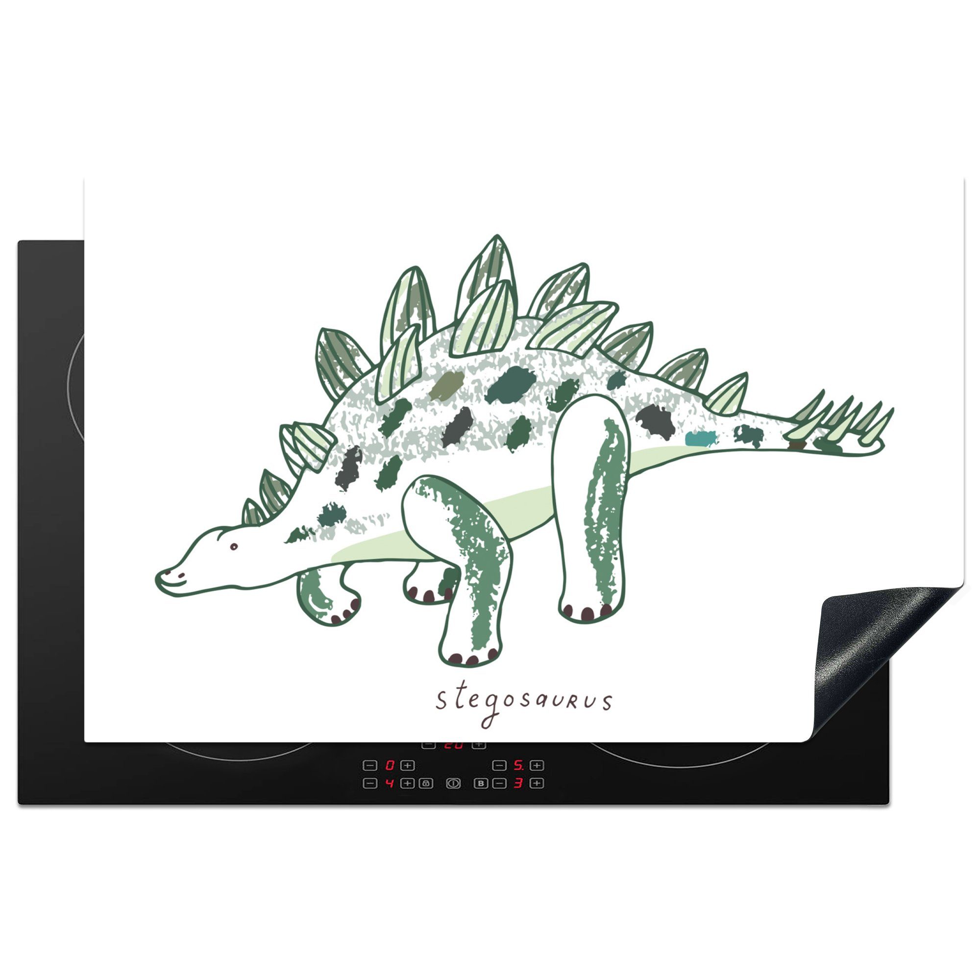 Kind, Induktionskochfeld Vinyl, Junge Herdblende-/Abdeckplatte (1 - Stegosaurus - Kinderzimmer tlg), küche, für Dinosaurier Ceranfeldabdeckung 81x52 - Mädchen - die - cm, Schutz MuchoWow