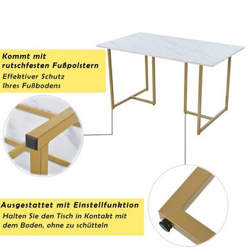 OKWISH Esstisch Esszimmertisch rechteckig (Küchentisch Gestell aus Metall, Küchentisch mit verstellbaren Füßen)