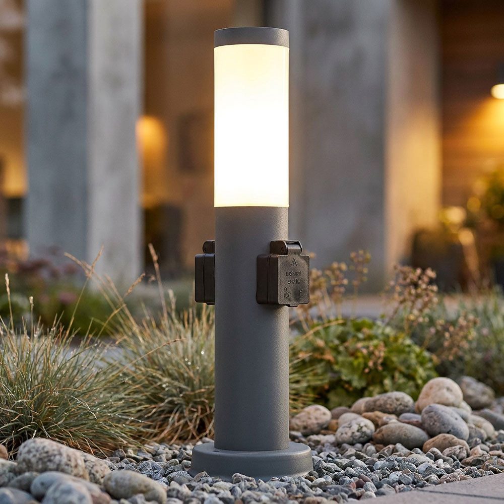 GLOBO LIGHTING Sockelleuchten, Leuchtmittel nicht inklusive, Außen Steh Lampe Garten Beleuchtung Steckdosen Edelstahl Sockel