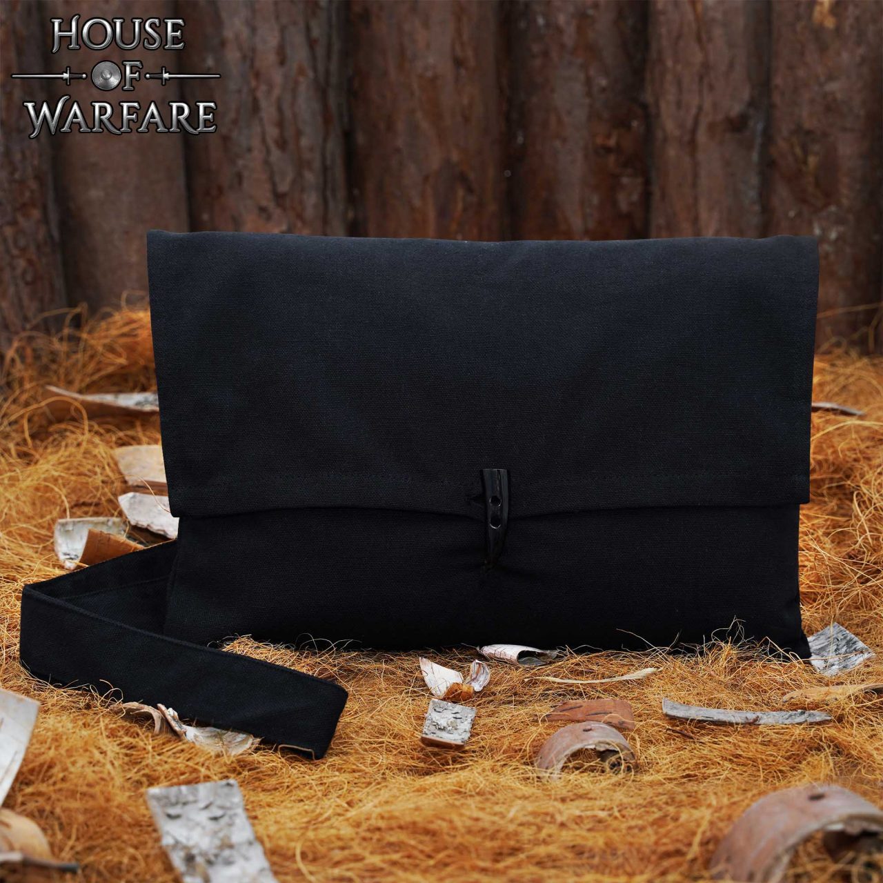 House Of Warfare Ritter-Kostüm Pilgertasche aus Baumwolle mit Hornknopf
