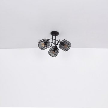 etc-shop Deckenstrahler, Leuchtmittel nicht inklusive, Deckenleuchte Lampe Käfig-Design Metallgeflecht 5 flammig schwarz H