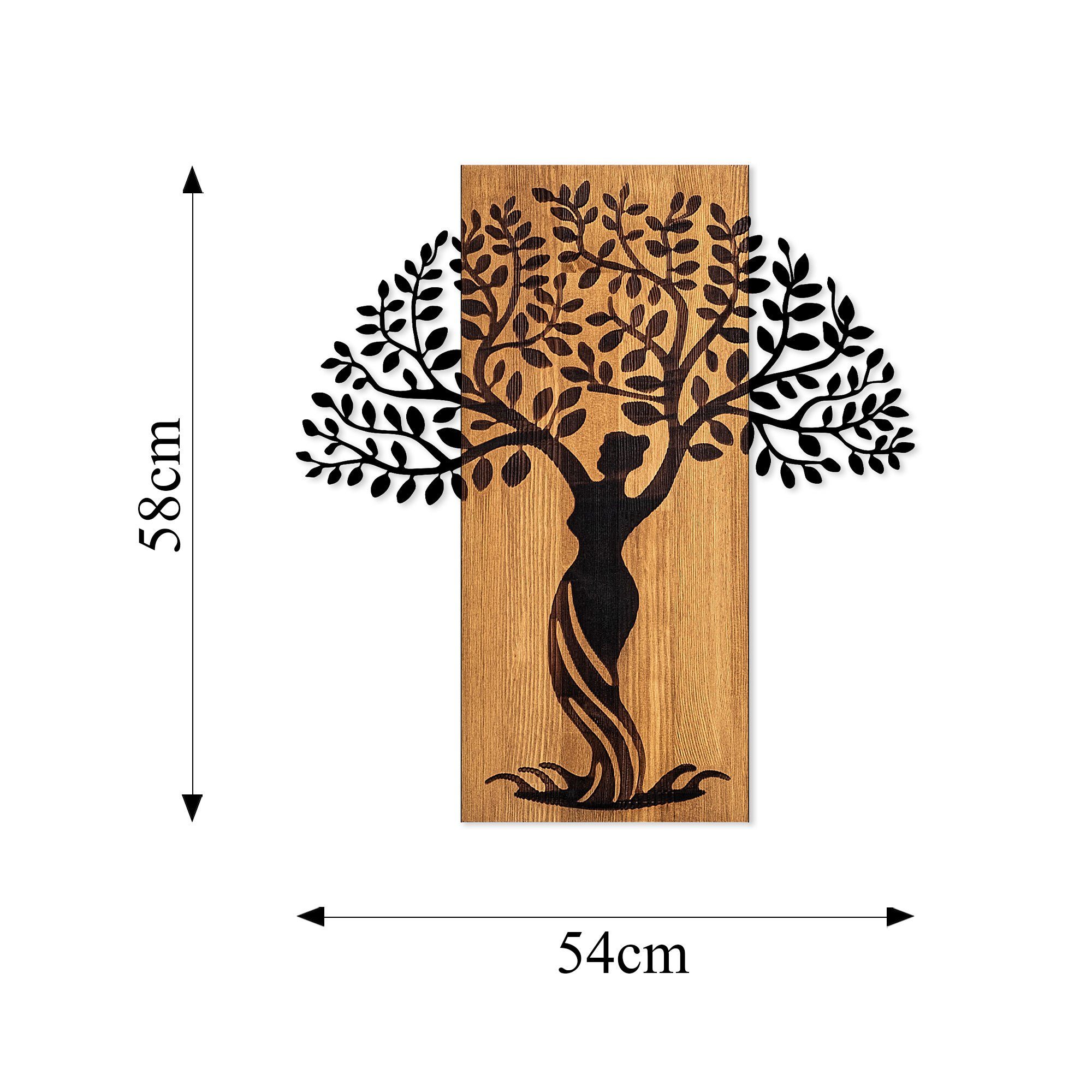 54 x Holz 50% Wanddekoobjekt cm, Wallity SKL2410,Schwarz, 58