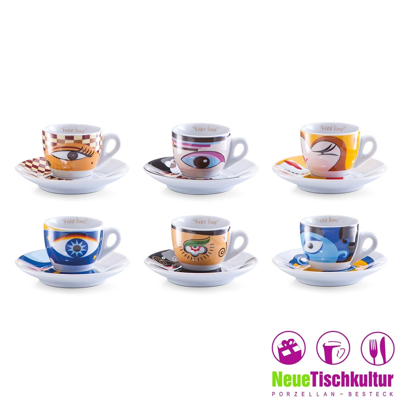 Blau Espresso-Set 12-teilig, Neuetischkultur Porzellan Espressotasse