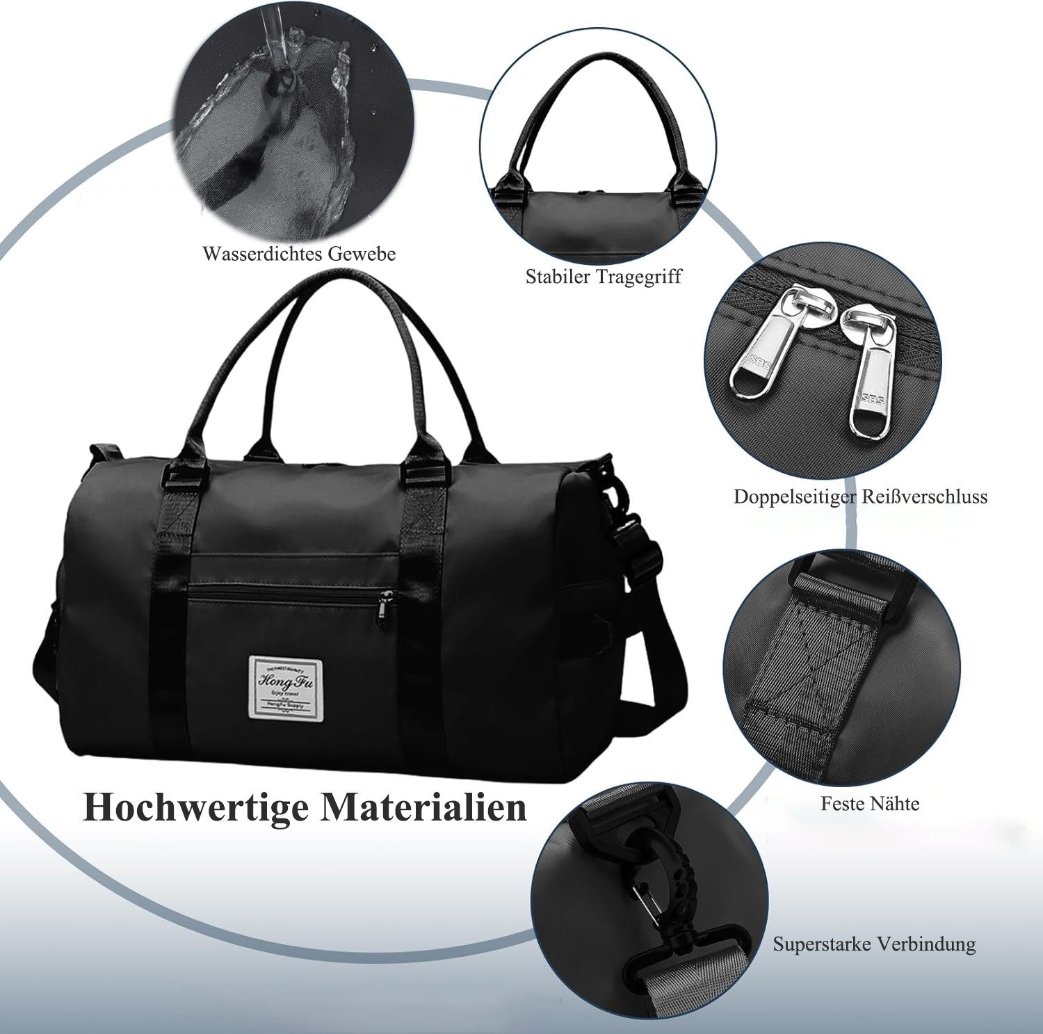 ibettertec Reisetasche Faltbare Reisetasche Gepäcktasche Große Weekender Übernachtungstasche, Urlaubstasche Wasserdicht Sporttasche für Herren Damen