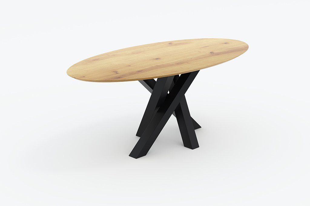 Echtholzfurnier Natur Eiche designimpex Design MNE-1 matt Esstisch Schwarz Tisch - Esstisch