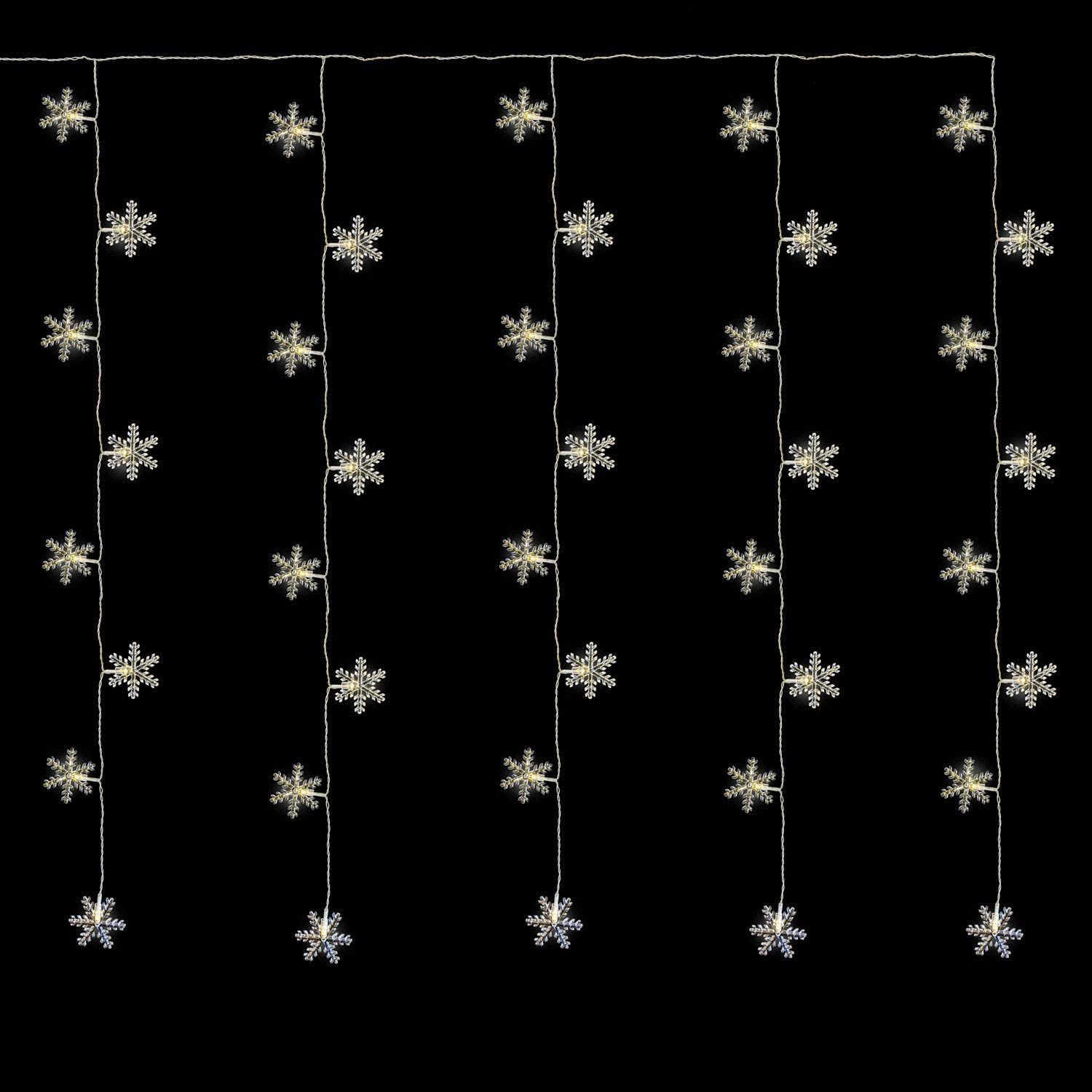 Lichtervorhang LED Schneeflocken Lichtervorhang mit Timer - 100cm