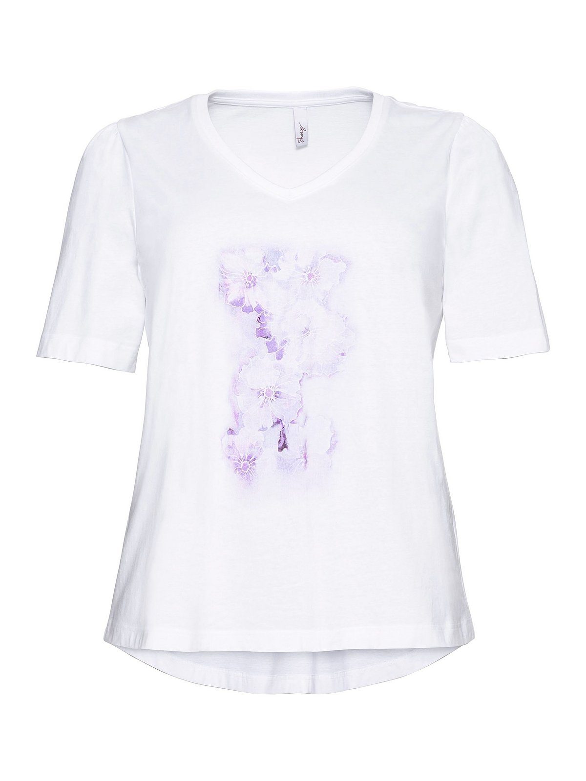Sheego T-Shirt Große weiß Größen mit aus Frontdruck Baumwolle