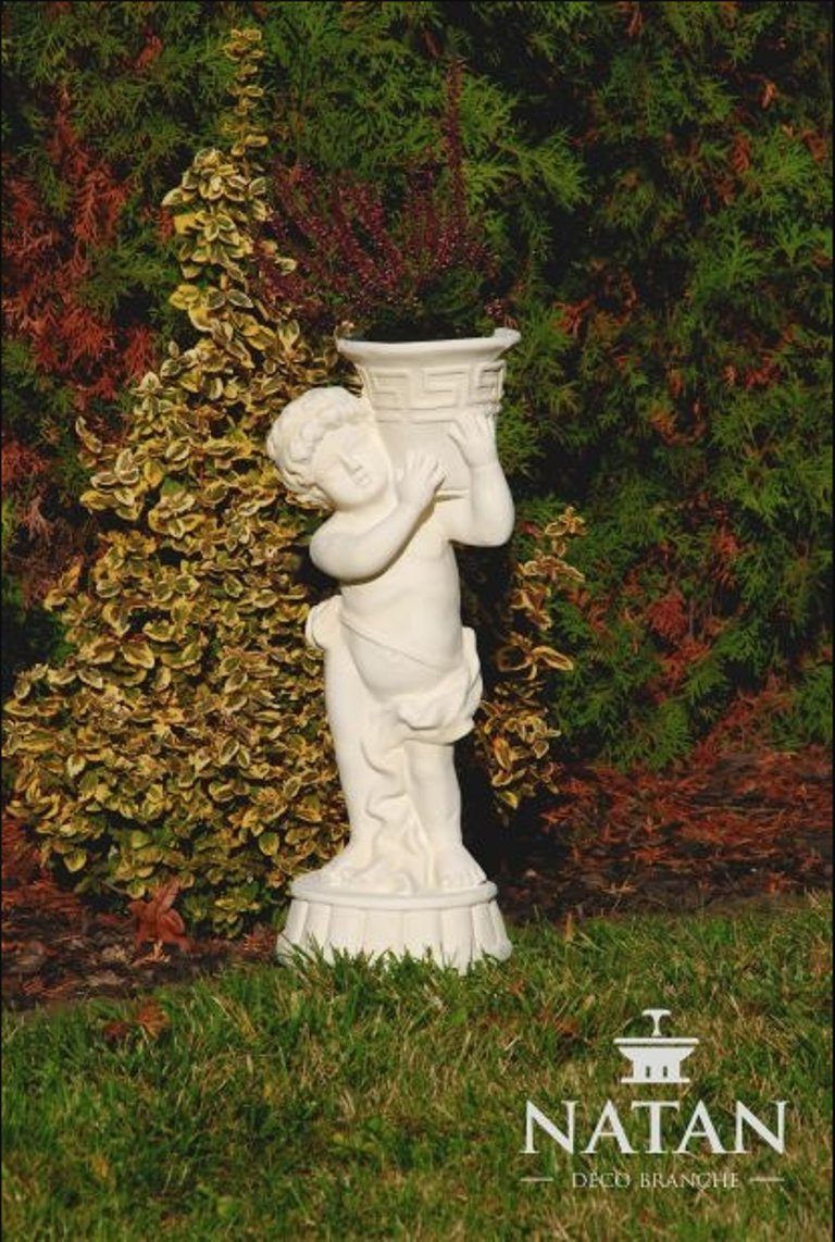 Figuren JVmoebel Figur Blumen Statue Gefäss Kasten Skulptur Statuen mit