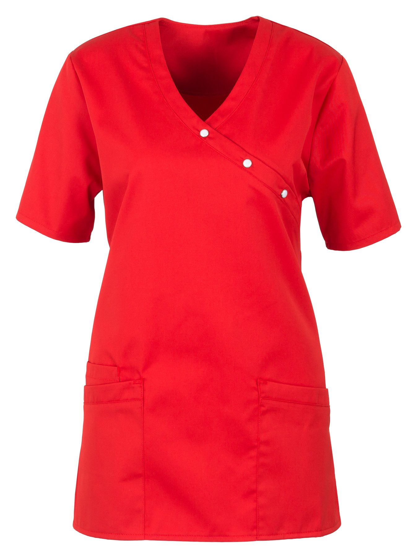 BEB Schlupfbluse beb MEDIZIN/PFLEGE Damen KASACK Kurzarm V-Neck Baumwollmix Rot