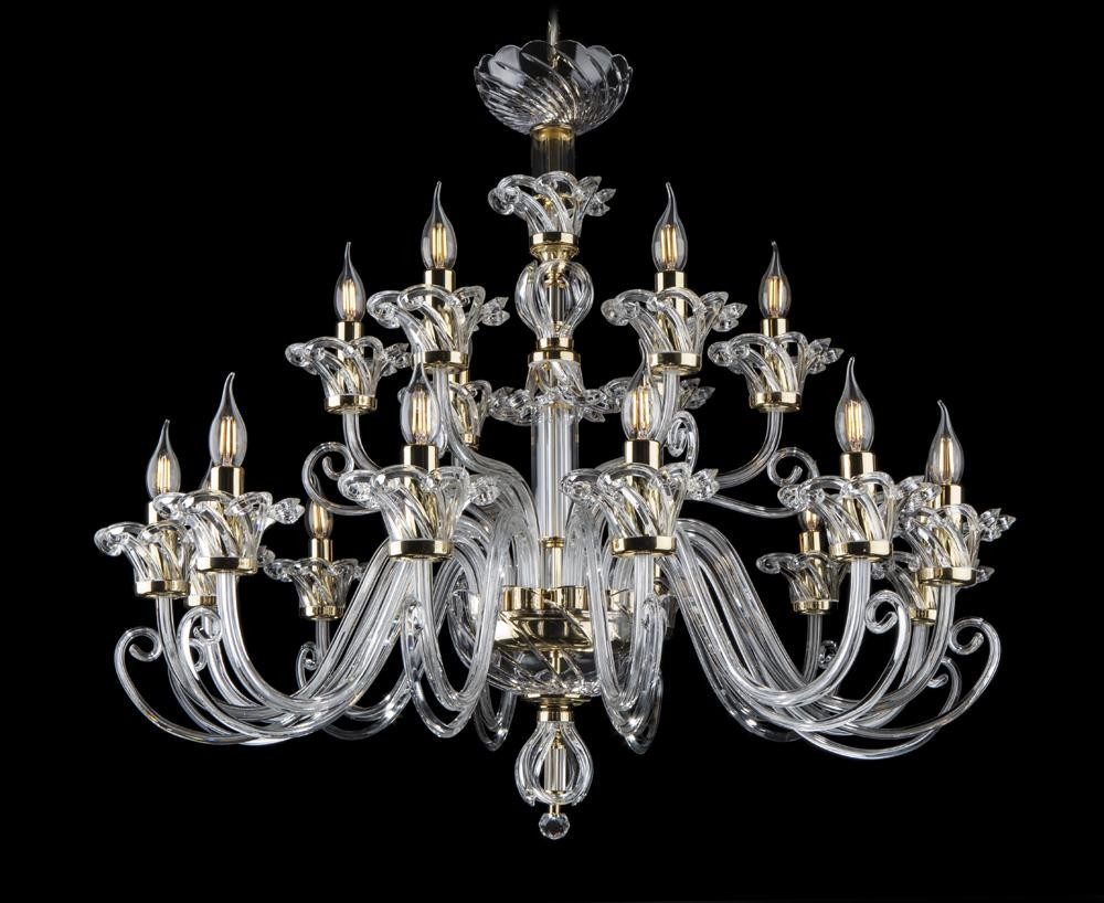 JVmoebel Kronleuchter Bohemia Kristallleuchte in Gold mit modernem Design, Warmweiß, Made in Europa