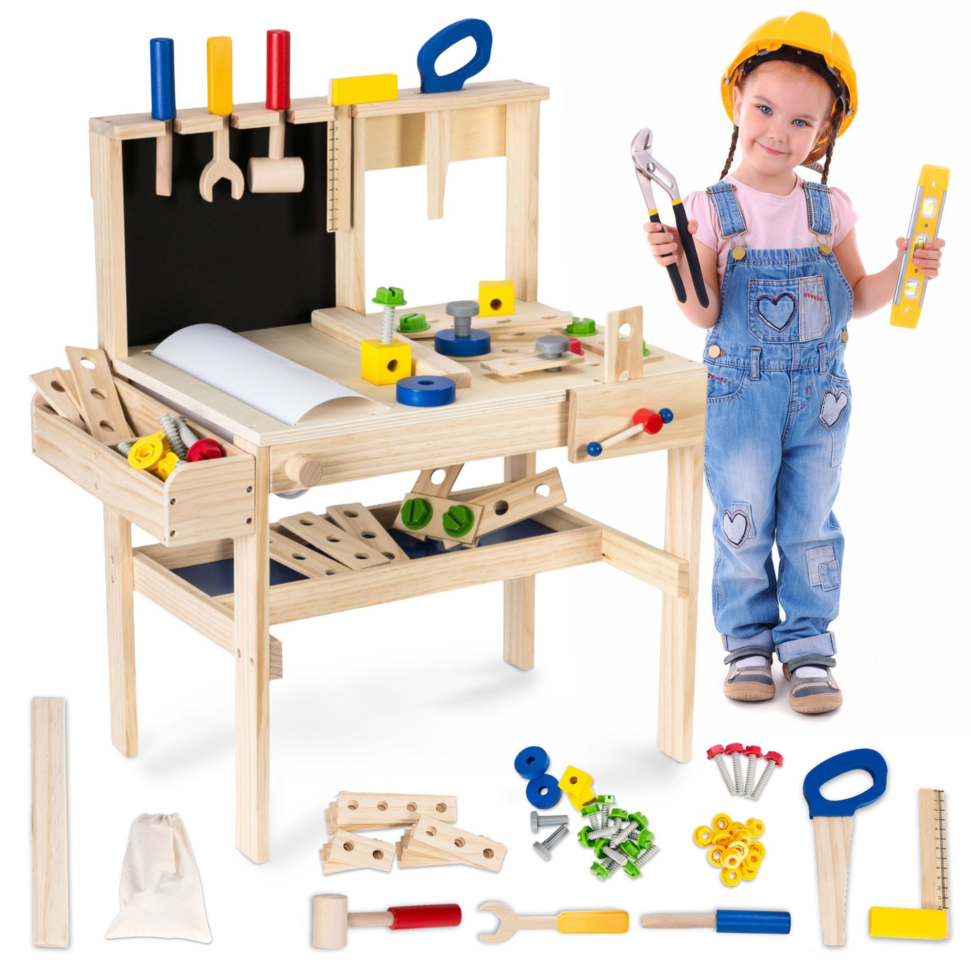 Mamabrum Spielwerkbank Holz-Werkbank für Kinder – Handwerks-Set + Werkzeugg günstig online kaufen