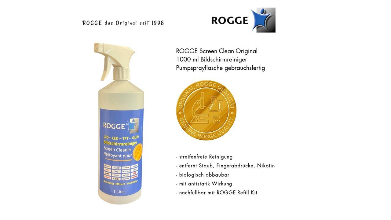Thumbnail - Rogge ROGGE Bildschirmreiniger 1. Liter inkl. Microfasertuch Sprühreiniger (2-St)