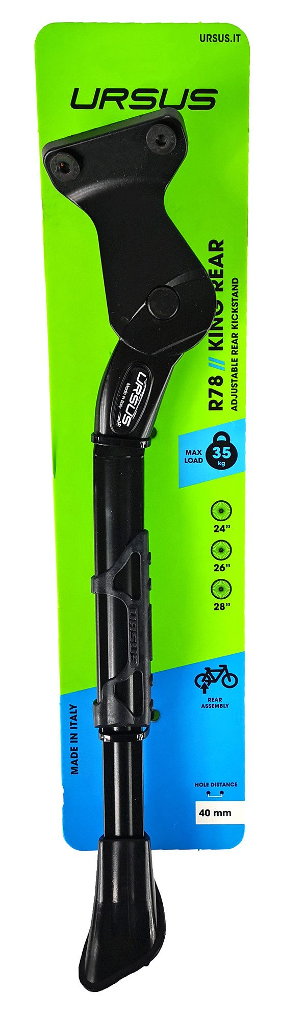 URSUS Fahrrad-Seitenständer Ursus King Hinterbauständer verstellbar 26" - 28" KSA 40mm