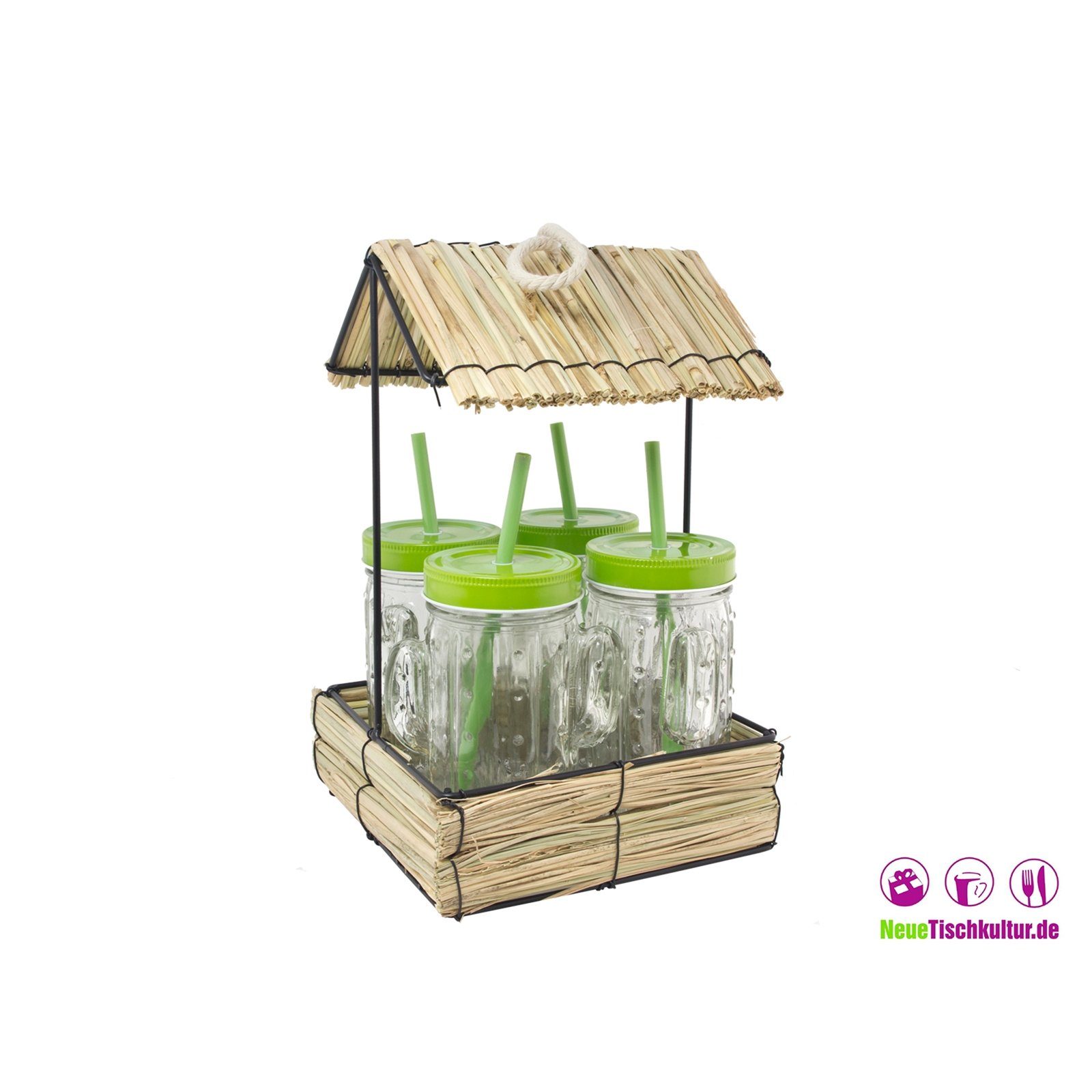 Neuetischkultur Gläser-Set Trinkbecher 4 Stück mit Hütte Kaktus, Glas