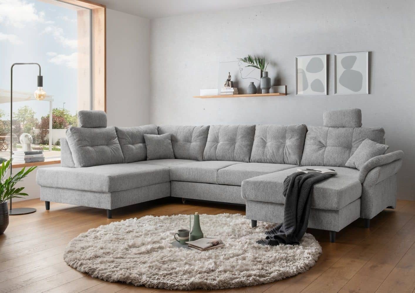 Myhomelando Wohnlandschaft Wohnlandschaft Brazil Corto, mit Schlaffunktion, Bettkasten, Kopfstützen