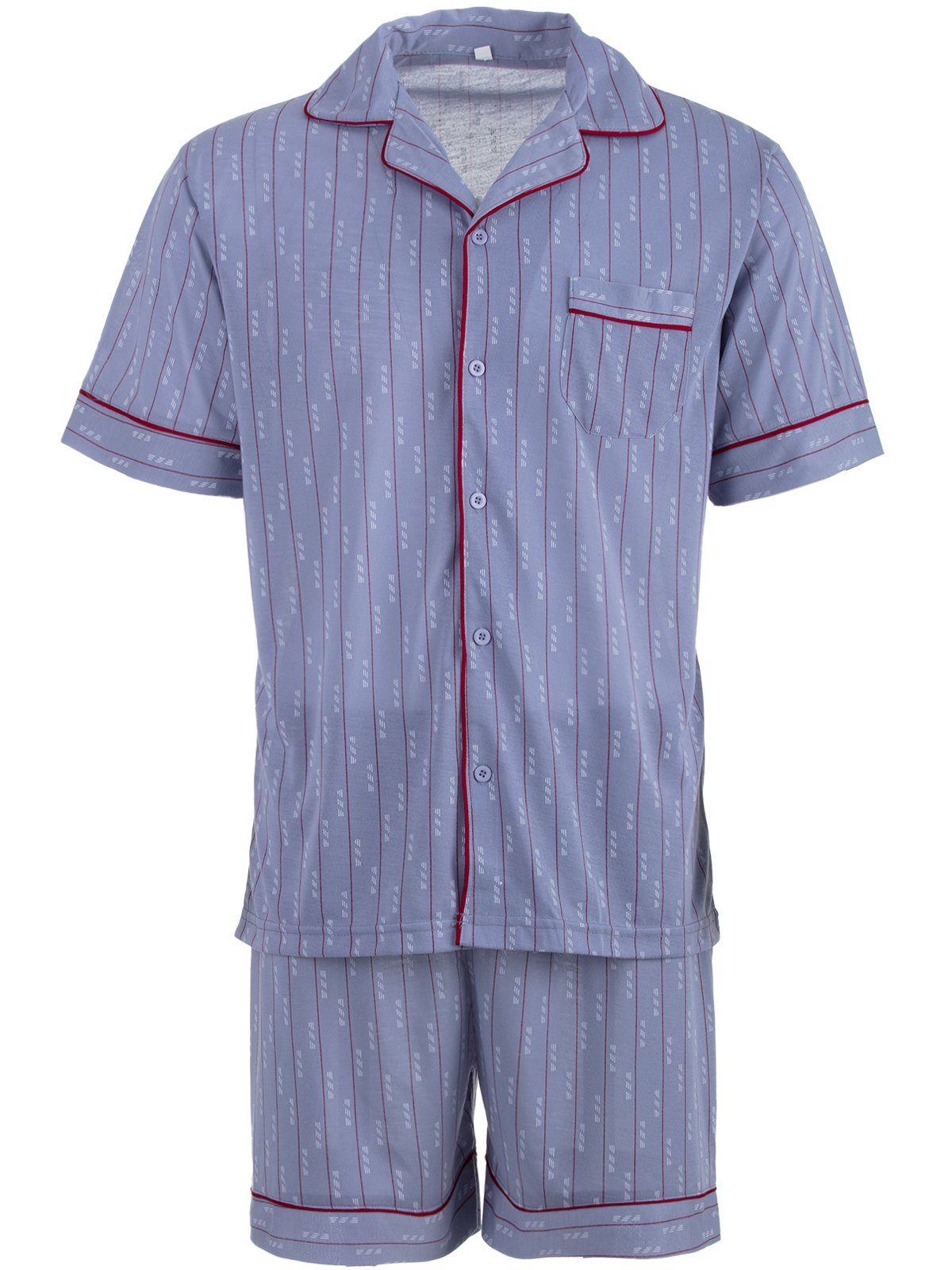Lucky Schlafanzug Pyjama Set Shorty - Bordüre grau