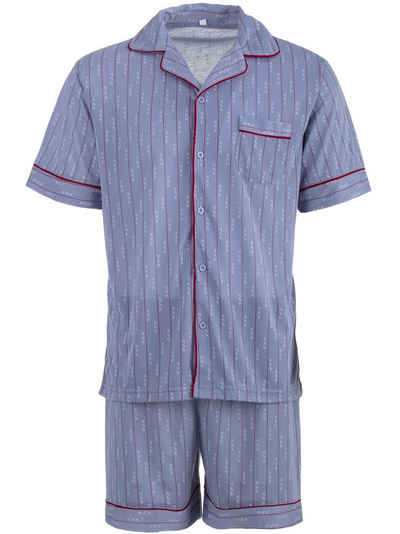 Lucky Schlafanzug Pyjama Set Shorty - Bordüre