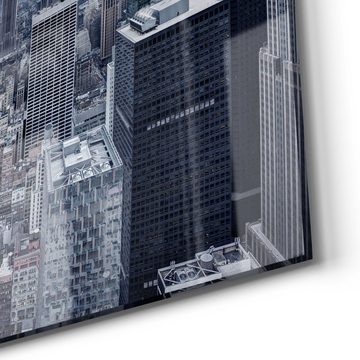 DEQORI Magnettafel 'Blaue Skyline New York', Whiteboard Pinnwand beschreibbar