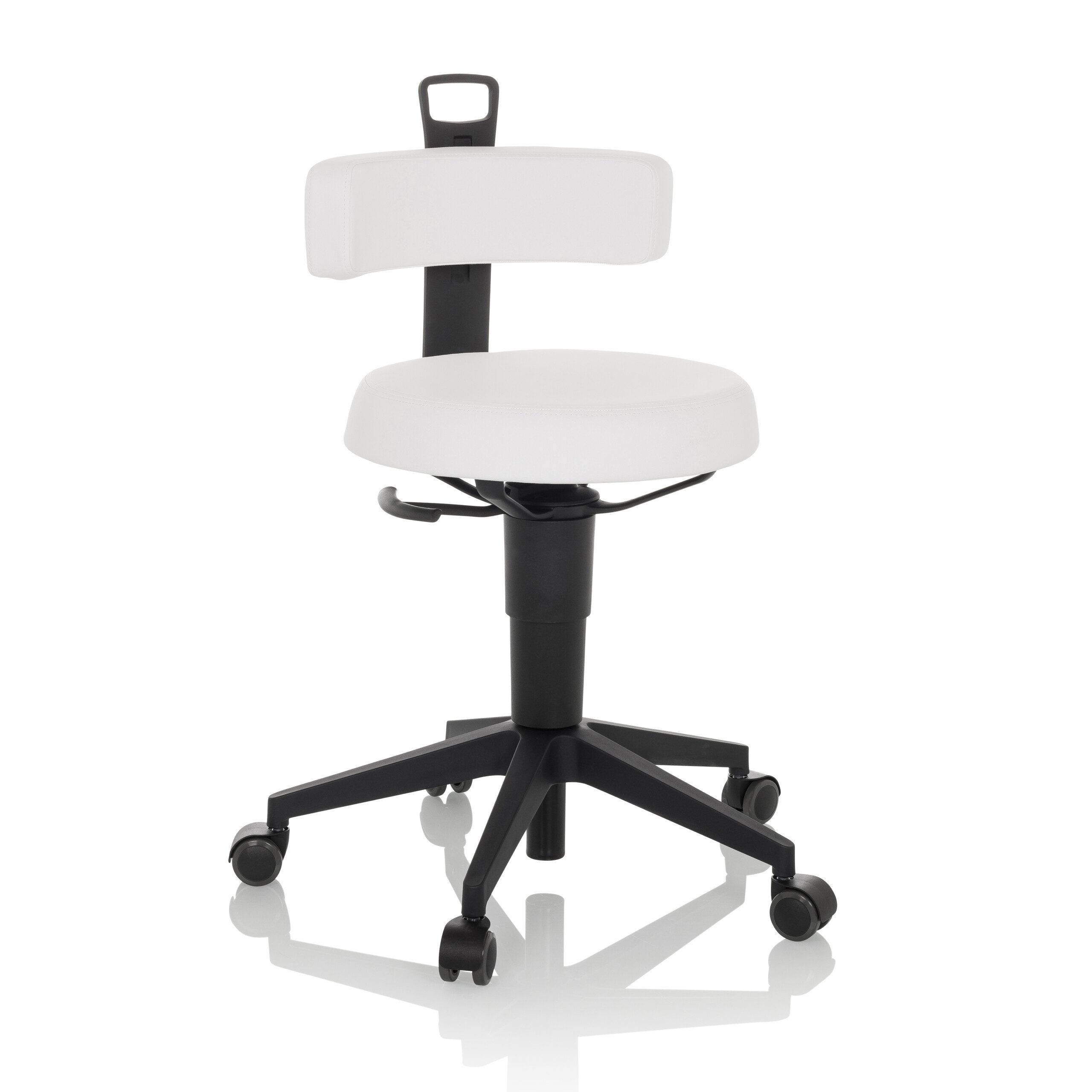 hjh OFFICE Arbeitshocker Вращающийся табурет TOP WORK FLEX PU Kunstleder, Вращающийся табурет Arbeitsstuhl, bewegliche Sitzfläche und Lehne, ergonomisch