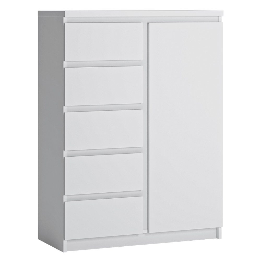 Lomadox Highboard FORTALEZA-129, in weiß, 1 Tür, 5 Schubladen, B/H/T ca. 83 günstig online kaufen