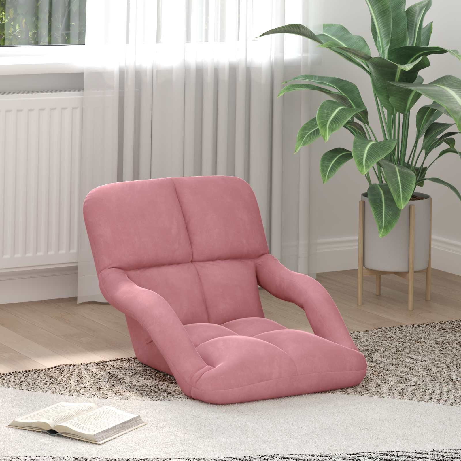 vidaXL Bodenkissen Verstellbarer Fußsessel Rosa Samt