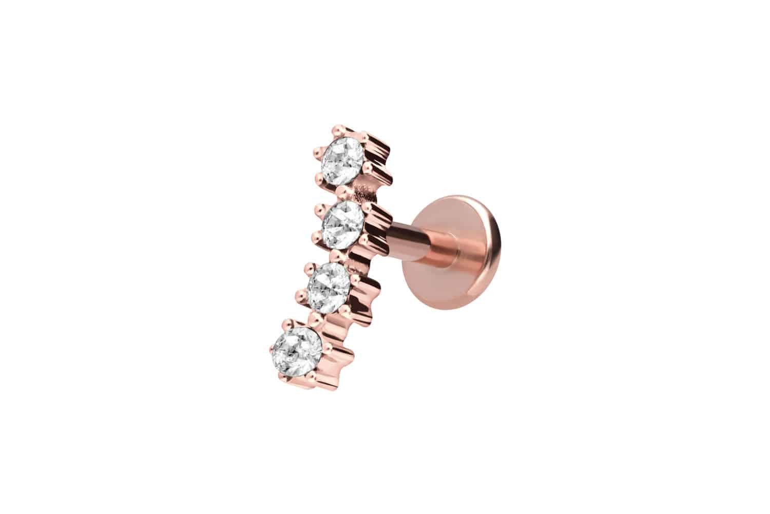 PIERCINGLINE Piercing-Set Titan Labret mit Innengewinde 4 EINGEFASSTE KRISTALLE (Labrets, 1-tlg)