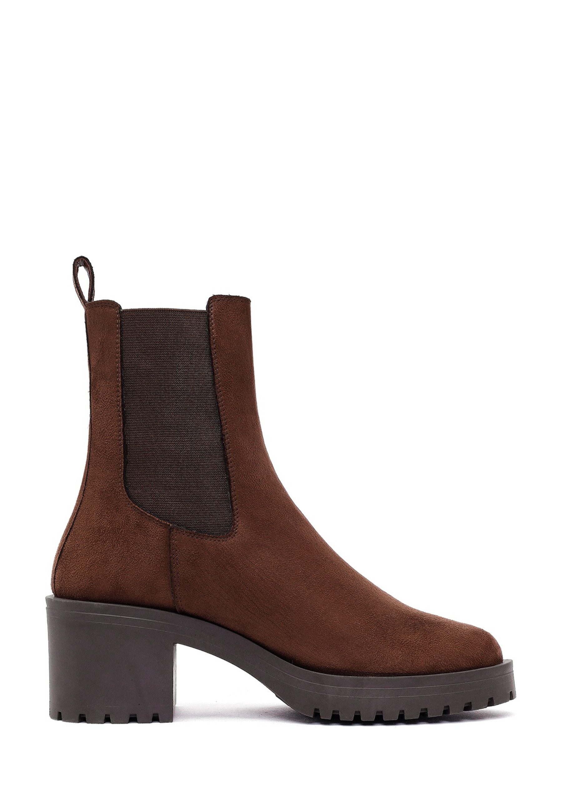 Derimod Chelsea-Absatzstiefel aus Kunstleder Chelseaboots Textilfutter, Thermosohle, Absatz 6,5 cm